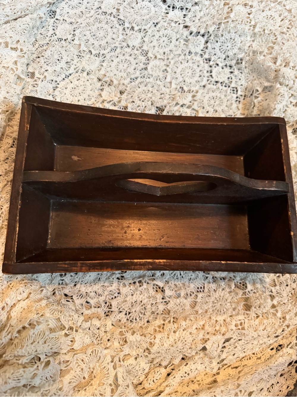 Vintage Wooden Caddy in Dark Brown